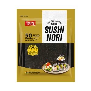 50 Gold Sheets of Premium Roasted Seaweed Sushi Nori in Professional Gold Packaging