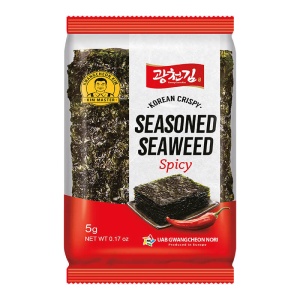 Seasoned Seaweed Snacks – Premium Quality in a Vibrant Red Package with Spicy Seasoning.